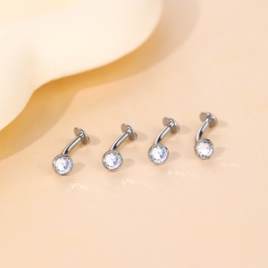 G23 titanio 14G Base convexa CZ flotante ombligo anillos ópalo curvado Barbell ombligo Bar Piercings Sexy mujer joyería regalo - Product Image 2