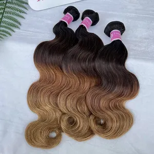 Brazilian Virgin Ombre #1B/4/27 Color Black Brown Blonde 3 Bundles 100% Human Hair Body Wave Bundles