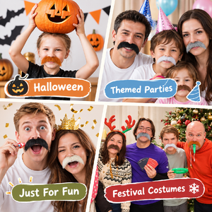 Moustache Artificielle Autocollante Nouveauté, Poilue et Volumineuse, Accessoire de Déguisement pour Halloween et Spectacles Théâtraux - Product Image 5