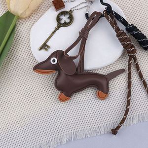 Hot Sale Cute Dachshund Pu Leather Bag Pendant Car Key Chain Decorative Buckle <b>Light</b> Luxury <b>Rope</b> Accessories - Product Image 3