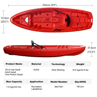 Großhandel Günstiger Preis Kanu Boot HDPE Kunststoff Kanus und Kajaks Blow Moulded Touring Kanu/Kajak Sit On Top Single Seating Kayak