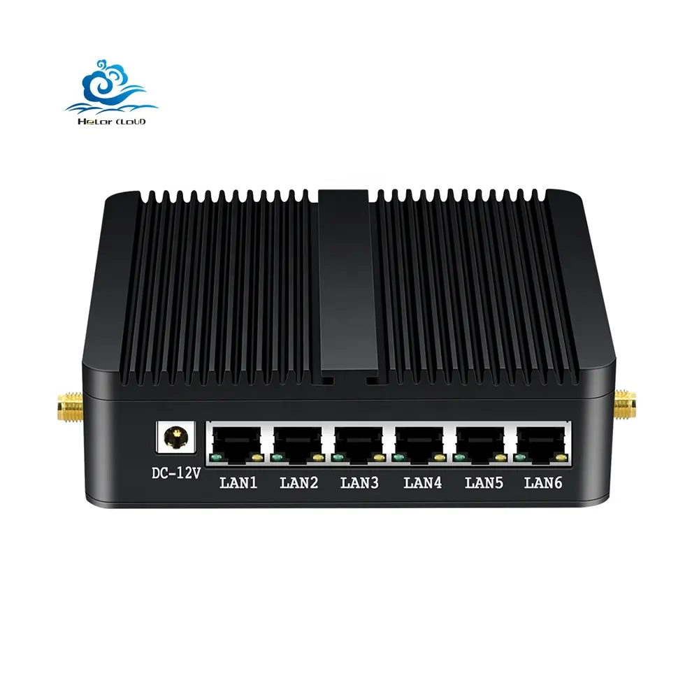 HLY Fanless Firewall Router Quad Core J1900 6 Gigabit Ethernet LAN i211 NIC 4G LTE Pfsense Mini Desktop PC