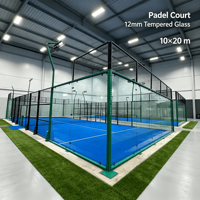 Pista de Pádel Panorámica Completa Modelo Shuangzhu 003 de 10x20m, Vidrio Templado, Impermeable, Interior/Exterior