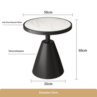 Table basse moderne minimaliste de luxe léger en métal et dalle de roche pour salon, maison, hôtel (nécessite assemblage)