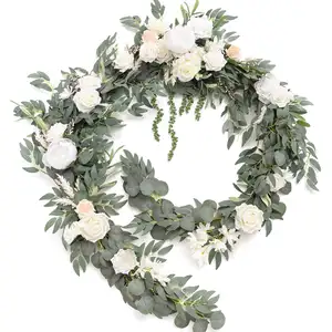 Искусственный цветок эвкалипта 9 футов, гирлянда, закат, терракотовый, свадебные центральные части для свадебного стола, Декор, цветы свадебной арки