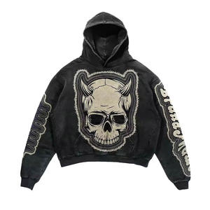 Sudadera con capucha de algodón pesado personalizada 400 Gsm, Jersey lavado Vintage sin cuerdas con bordado Boxy Fit, Sudadera con capucha de invierno para hombre - Product Image 3