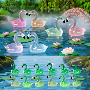 Figurines de flamants roses miniatures qui brillent dans le noir, mini flamants roses lumineux en résine, artisanat pour la décoration de micro-paysages et d'aquariums DIY - Product Image 2