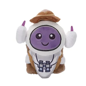 Fabricant de jouets en peluche personnalisés Une petite poupée mascotte violette avec un petit sac d'école Souvenir d'image de dessin animé