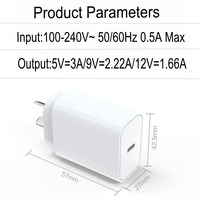 Chargeur rapide USB-C PD 20W avec prise AU pour ordinateur portable et appareil photo - Vente directe d'usine pour l'Australie