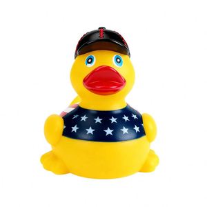 Jouets de bain pour enfants en gros, petits canards jaunes avec motifs d'étoiles et de drapeaux, jouets aquatiques pour la douche - Product Image 2