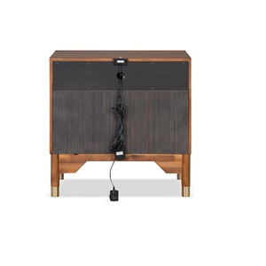 Mid Century Modern Nightstand <b>Walnut</b> Finish <b>Drawer</b> Storage Bedroom Furniture Gold Capped Legs - Product Image 3