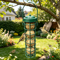 Mangeoire à oiseaux suspendue en plastique pour la cour, mangeoire à boules de graisse pour oiseaux sauvages, mangeoire tubulaire suspendue pour oiseaux