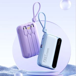 Nouvelle batterie externe 10000 mAh avec câbles intégrés, charge rapide, affichage numérique, petite alimentation mobile - Product Image 2