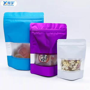 Sachet Doypack en aluminium mat coloré avec logo personnalisé, thermoscellable, résistant à l'humidité, en Mylar avec fenêtre, pour noix, bonbons <span class=keywords><strong>et</strong></span> aliments pour animaux - Product Image 6