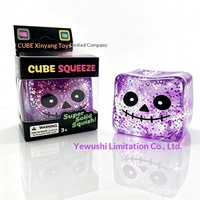 Nouveau jouet anti-stress créatif en forme de cube de maltose avec œil de crâne d'Halloween, en matériau TPR, à rebond lent, pour les 14 ans et plus