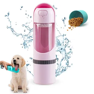 Dispenser air pengumpan hewan peliharaan Pp anti bocor 300ml dengan wadah makanan botol air anjing perjalanan luar ruangan dengan Filter karbon aktif