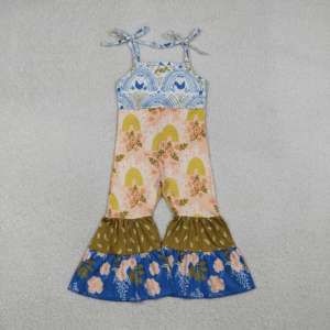 Pantalones Anchos con Estampado de Flores de Animales de Granja RTS, Mono para Bebés, Pelele para Niñas Pequeñas, 95% Algodón, 5% Elastano, Tela de Lana Peinada - Product Image 2