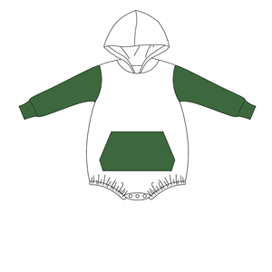 Nouvel arrivage de barboteuse <span class=keywords><strong>nouveau</strong></span>-<span class=keywords><strong>né</strong></span> avec poche <span class=keywords><strong>kangourou</strong></span>, combinaison patchwork à capuche à l'entrejambe, barboteuse à bulles pour bébé - Product Image 4