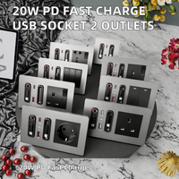 Enchufe de Extensión USB Tipo-C con Carga Rápida PD de 20W, 2 Tomas de Corriente, 16A, Enchufe Europeo, IP20, Protección Contra Sobrecorriente, Plástico, para Uso en Hospitales y Hogares