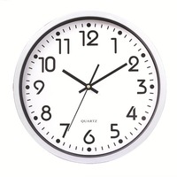 Jam Dinding Kuarsa Bulat 10 Inci, Analog Senyap, Satu Sisi, Resin Plastik, untuk Ruang Tamu