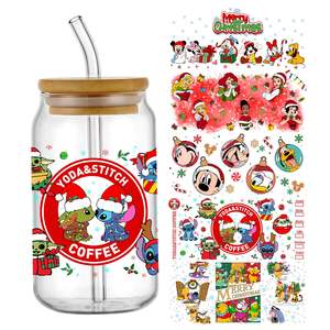 Suministro al por mayor para el Día de San Valentín: Envolturas UV para vasos de 16 oz con transferencia de color, diseño de dibujos animados, material de goma, tacto suave. - Product Image 4