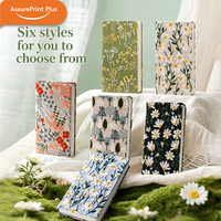 Carnet de poche A6 en lin brodé floral 3D, journal de voyage, marque-page en ruban, logo personnalisé, papeterie cadeau recyclable en tissu