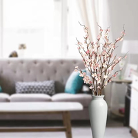 Ranting Bunga Plum Buatan Tangan Realistis, Bunga Sakura, Buket Buatan Modern, Modis, Sutra Plastik Hijau