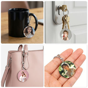 Porte-clés personnalisable en alliage de zinc, pendentif rond vierge pour sublimation, imprimable double face, breloque photo pour clés et décoration de sacs - Product Image 2