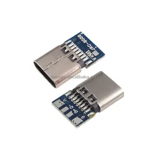 Conector USB 3,1 tipo C de 16 Pines, enchufe macho de carga rápida, Cable de soldadura y módulo de placa PCB, resistencia de 56K, 5 uds.