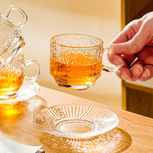 Glass Coffee <b>Cup</b> <b>Set</b> With Handle Transparent For Afternoon <b>Tea</b> Espresso Latte - Product Image 2