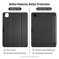 Étui pour tablette en fibre de carbone, housse magnétique à trois volets, OEM ODM, logo personnalisé, échantillon gratuit disponible