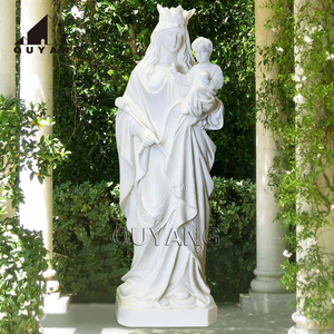 QUYANG Benutzer definierte Lebensgröße Religiöse Figur Skulptur Weißer Marmor Mutter Maria Statue - Product Image 6