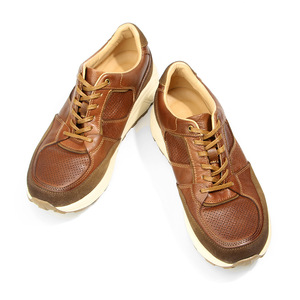 Retro Genuine Leather Chunk Shoes Men's Casual Dad Shoes Thick Soled Height Increasing Fashionable Trendy <b>Low</b> <b>Heel</b> 1-3cm - Product Image 2