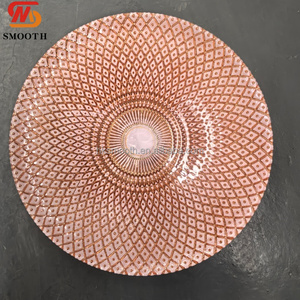 Assiette de présentation en verre gaufré vert de 13 pouces, qualité alimentaire, pour mariage et réception, vente en gros, style glamour - Product Image 2