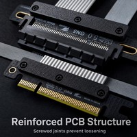 Kabel Riser PCIe5.0 X8 32GB/s Kabel Ekstensi Kecepatan Tinggi untuk Kartu Komputasi AI GPU, Adaptor PCI-E5.0 X8 ke X8 untuk Rig Penambangan Server