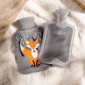 <span class=keywords><strong>Bouillotte</strong></span> en caoutchouc classique de qualité supérieure avec housse en tricot motif <span class=keywords><strong>renard</strong></span> mignon - Product Image 3