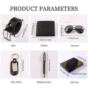 Set de Regalo <span class=keywords><strong>para</strong></span> Hombre XD 2026, Cinturón de Cuero PU Personalizado Hecho a Mano, Cartera, Gafas de Sol, Llavero, <span class=keywords><strong>para</strong></span> Padres, Novios, <span class=keywords><strong>Cumpleaños</strong></span>, Negocios - Product Image 6