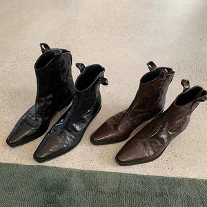 Botas Retro de Otoño-Invierno para Mujer, Diseño Personalizado, Ajustadas, con Punta en Pico, Tacón Grueso, Estilo Occidental, con Cordones - Product Image 6