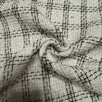 Tela Tweed a Cuadros Metálica Dorada de 310 g/m², 100% Poliéster, Teñida con Hilo, Tejido Transpirable, Chaqueta de Lujo para Mujer, Traje, Abrigo SDD-10325