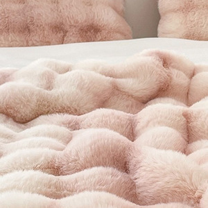 Juguetes de alta rentabilidad, ropa 100% poliéster cálido suave <span class=keywords><strong>pelo</strong></span> de conejo Jacquard franela Luxe Cuddle Fabric/ - Product Image 2