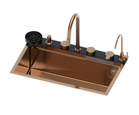 Lave-tasses multifonctionnel intelligent en acier inoxydable fait main, à cuve unique, couleur or rose, pour cuisine, vente directe usine