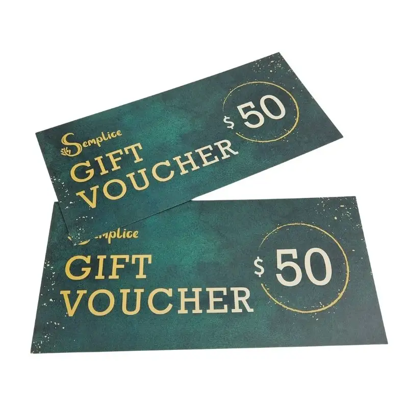 Cheap Custom Paper Card Discount Coupon Breakfast Gift Voucher Printing