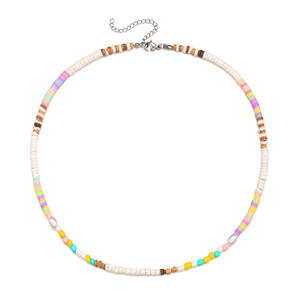 Boho Chic in acciaio inox fatto a mano con clavicola di perline collana da donna in spiaggia stile vento colorato riso farfalla festa - Product Image 1