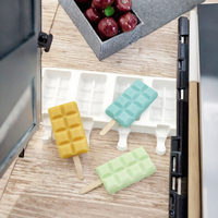 Moule en silicone carré à 4 cavités pour chocolat et crème glacée, moule à glaçons DIY pour bâtonnets glacés faits maison avec démoulage facile