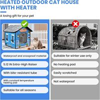 Nichoir pour chat chauffant, imperméable et durable, type igloo, isolé, avec double porte de sortie, facile à assembler, abri de sécurité pour animaux de compagnie, hiver