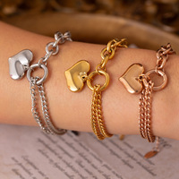 Bracelet chaîne avec pendentif cœur pour femmes et hommes, design géométrique asymétrique, bijoux de mode, vente en gros