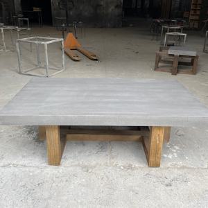 Mesa de Centro de Alta Calidad para Sala de Estar, Estilo Antiguo, Cuadrada, de Concreto y Madera en Capas, Rústica, OEM ODM, Redonda - Product Image 2