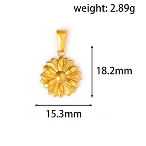 Colgantes y dijes de moda de acero inoxidable 316L chapados en oro PVD de 14K y 18K personalizados para hacer joyas, dijes de flores para pulseras. - Product Image 6