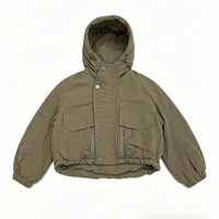 Veste Safari à Capuche pour Enfants Garçons Filles, Parka Coupe-Vent en Jean avec Poches Cargo et Fermeture Éclair, Vêtements d'Extérieur Automne Hiver, Vente en Gros