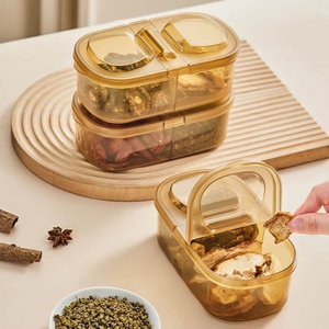Modern Design Kitchen Storage Box Double Tiers Transparent PP Plastic Food <b>Container</b> Open Style Cover Spices Sealed Cans Lunch - Product Image 4
